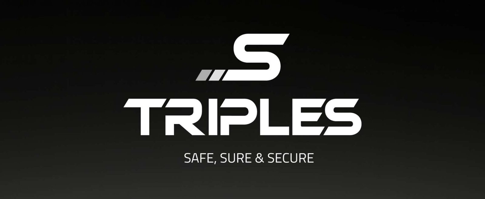 Logo TRIPLES con slogan “Safe, Sure & Secure” en fondo oscuro